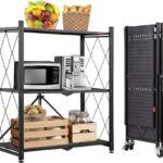 Estante Metálico Plegable de 3,4,5 Niveles con Ruedas